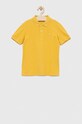 Pamučna polo majica United Colors of Benetton bez uzorka zlatna 3089C300Q.G.SEASONAL