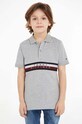 Παιδικά βαμβακερά μπλουζάκια πόλο Tommy Hilfiger απλικέ γκρί KB0KB08157.PPYX
