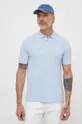 Βαμβακερό μπλουζάκι πόλο HUGO μπλε