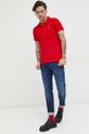 Bavlněné polo tričko Tommy Jeans červená