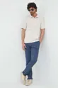 Calvin Klein polo bawełniane beżowy