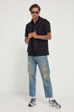 Pamučna polo majica HUGO 50490770 crna SS25