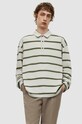 AllSaints polo bawełniane ARDEN LS POLO wzorzyste szary MD033Y