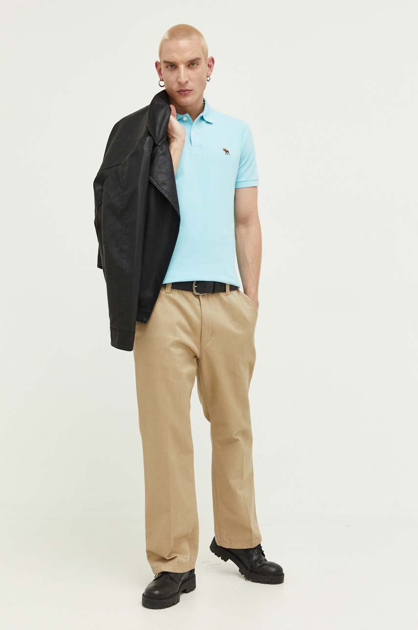 Abercrombie & Fitch polo niebieski