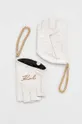 λευκό Δερμάτινα γάντια Karl Lagerfeld Γυναικεία