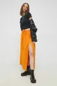 Λινή φούστα Abercrombie & Fitch πορτοκαλί