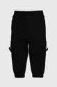 Παιδικό βαμβακερό παντελόνι Sisley μαύρο
