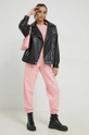 HUGO pantaloni da jogging in cotone rosa