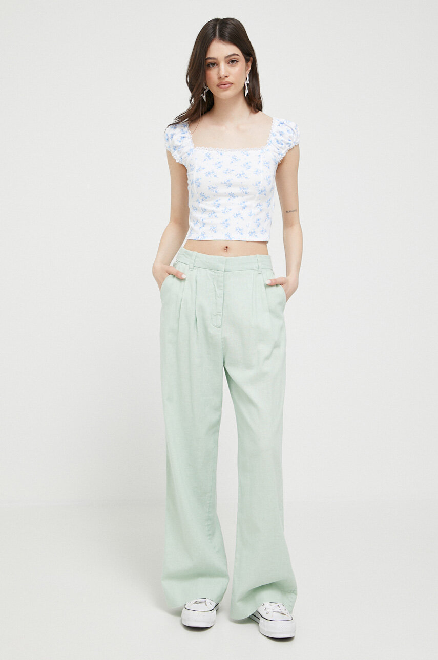 Abercrombie & Fitch spodnie lniane zielony