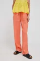 oranžna Lanene hlače United Colors of Benetton Ženski