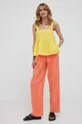 Льняные брюки United Colors of Benetton оранжевый