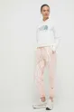 Βαμβακερό παντελόνι adidas by Stella McCartney ροζ