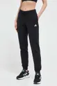 μαύρο Βαμβακερό παντελόνι adidas Γυναικεία