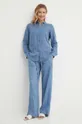 Lauren Ralph Lauren spodnie lniane niebieski