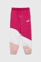 Puma pantaloni de trening pentru copii PUMA POWER Cat High Waist Pants TR G tricotaj roz 67426664.PPYX