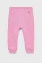 różowy United Colors of Benetton spodnie bawełniane niemowlęce Dziewczęcy