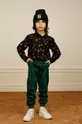 sötétzöld Mini Rodini gyerek pamut melegítőnadrág Gyerek