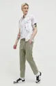 Abercrombie & Fitch spodnie z domieszką lnu zielony