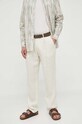 Sisley pantaloni in lino dritto beige 4AGHSF02P.0L8