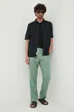 Λινό παντελόνι Sisley πράσινο