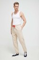 Хлопковые штаны лаунж HUGO 50490435 бежевый SS23