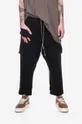 černá Bavlněné kalhoty Rick Owens Creatch Cargo Cropped Drawstring Pánský