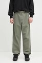 Бавовняні штани Carhartt WIP Single Knee Pant гладкий зелений I031499.1YFGD