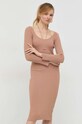 Guess sukienka z domieszką jedwabiu W3RK35.Z30L1 beżowy SS23