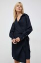 Šaty Tommy Hilfiger viskóza tmavomodrá WW0WW37325.PPYX