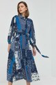 Svilena obleka Weekend Max Mara mornarsko modra 2352210437600