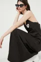 czarny Love Moschino sukienka z domieszką lnu