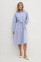 Pamučna haljina Polo Ralph Lauren 211891428 plava SS25