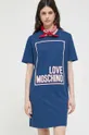Bombažna obleka Love Moschino mornarsko modra