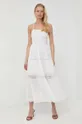 Βαμβακερό φόρεμα Guess λευκό