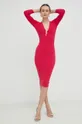 Φόρεμα από συνδιασμό μεταξιού Elisabetta Franchi ροζ