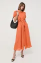 Λινό φόρεμα Marella πορτοκαλί