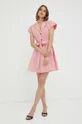 Βαμβακερό φόρεμα Trussardi ροζ