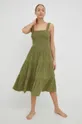 Βαμβακερό φόρεμα Roxy πράσινο