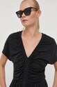 Lanena haljina Max Mara Leisure crna 2336211036600