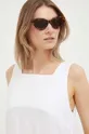 λευκό Λινό φόρεμα United Colors of Benetton