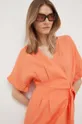 оранжевый Льняное платье United Colors of Benetton