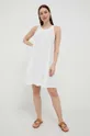 Λινό φόρεμα United Colors of Benetton λευκό