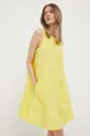 Βαμβακερό φόρεμα United Colors of Benetton κίτρινο