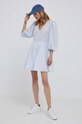 Φόρεμα από λινό μείγμα United Colors of Benetton 4YCNDV04T.913 μπλε SS23