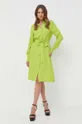 Obleka s primesjo svile Pinko zelena