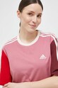 Βαμβακερό φόρεμα adidas ροζ IC1461