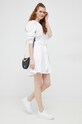 Βαμβακερό φόρεμα Tommy Hilfiger WW0WW37962.PPYX λευκό SS23