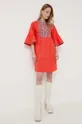 Βαμβακερό φόρεμα Luisa Spagnoli πορτοκαλί