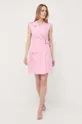 Φόρεμα από λινό μείγμα Luisa Spagnoli ροζ