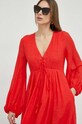 Weekend Max Mara sukienka z domieszką lnu 2352210131600 czerwony